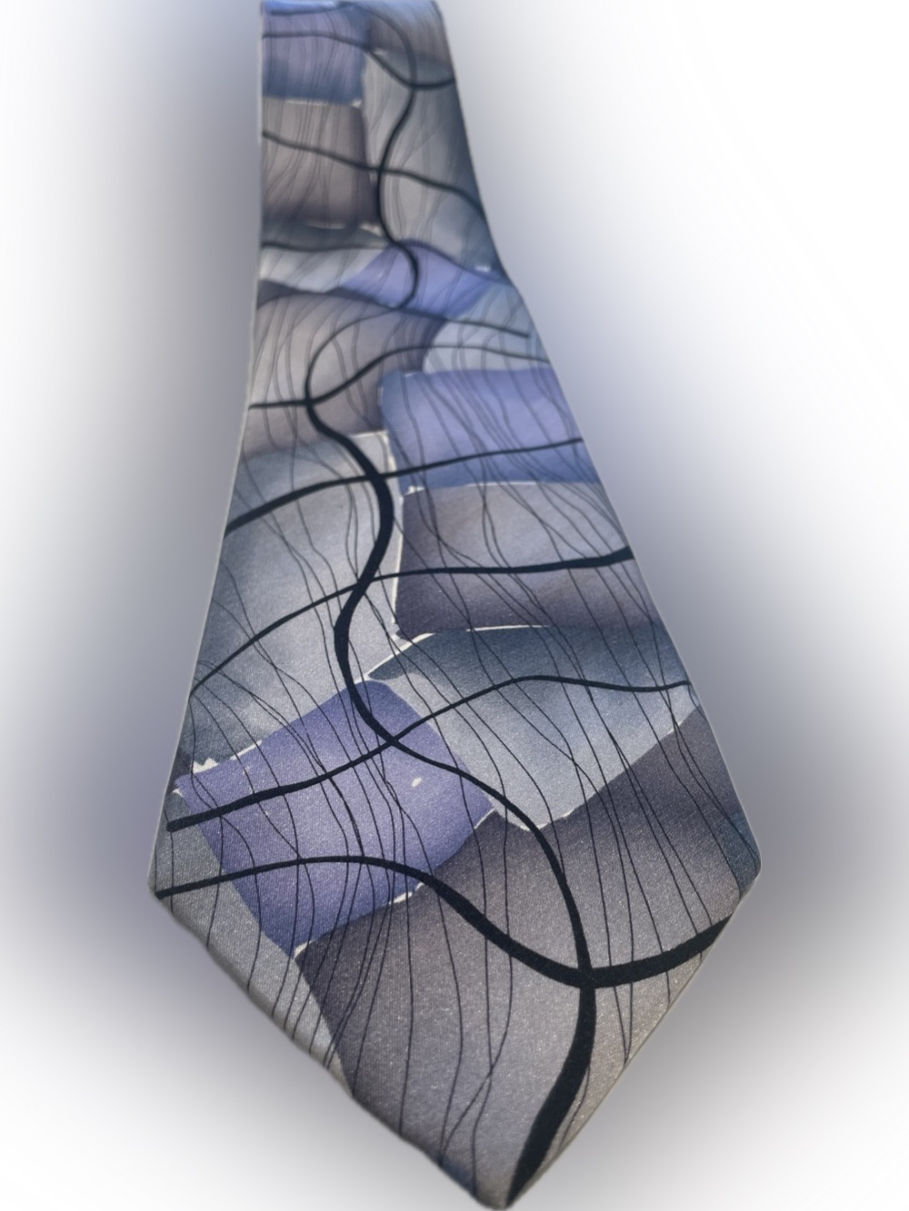 J. Garcia Men's Abstract Grid Tie in Blue and Gray